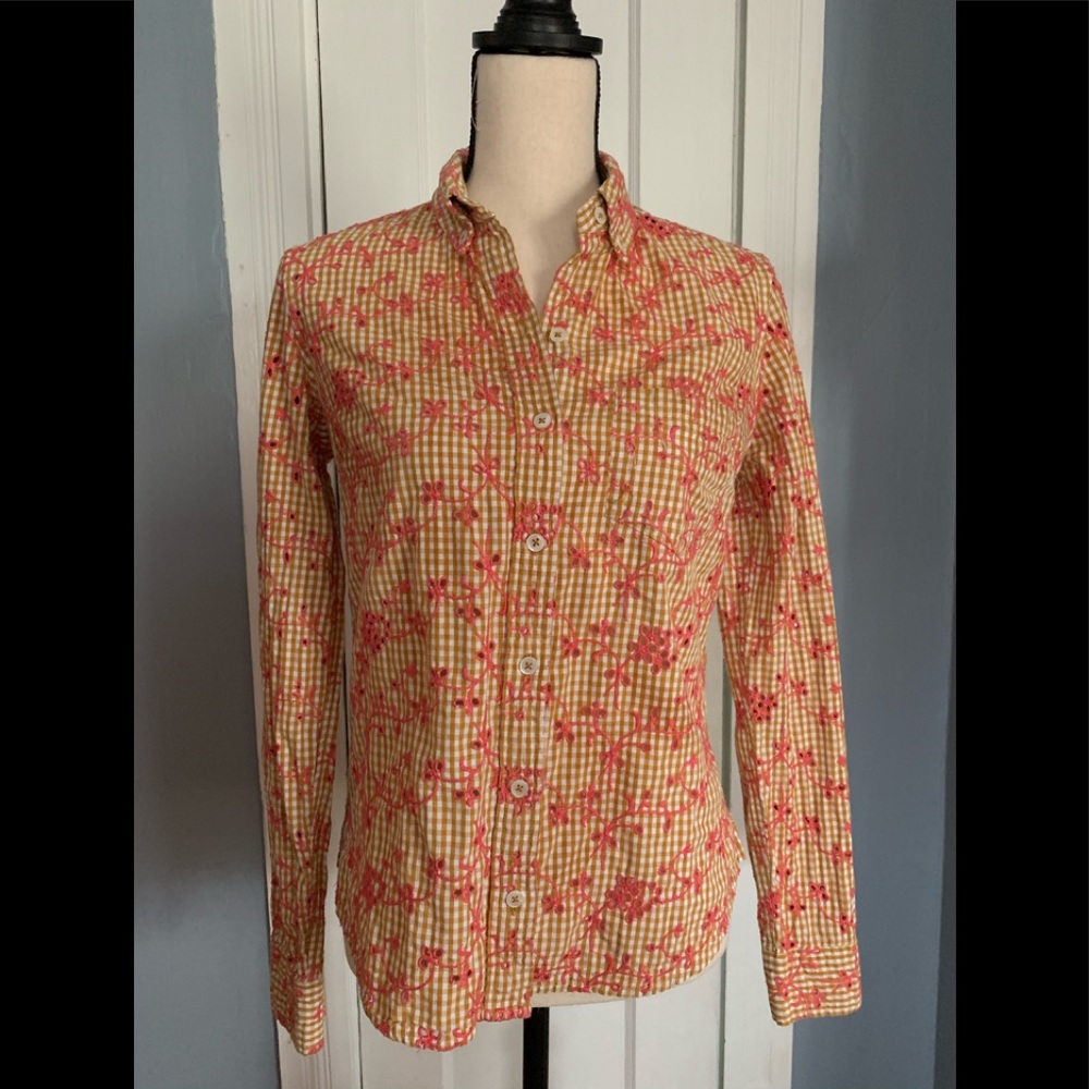 ANTHROPOLOGIE ODILLE GINGHAM BUTTON DOWN SHIRT